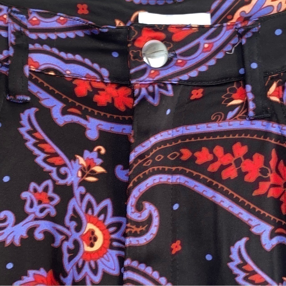 NWT WeWoreWhat Paisley Flare Pants Purple Black High Rise Ankle Size 29 - Picture 5 of 10